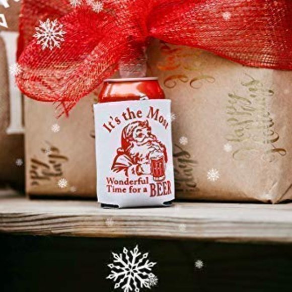 Christmas Santa Beer Can Cooler Stocking Stuffer Party Favor Gift for Men - Picture 3 of 9